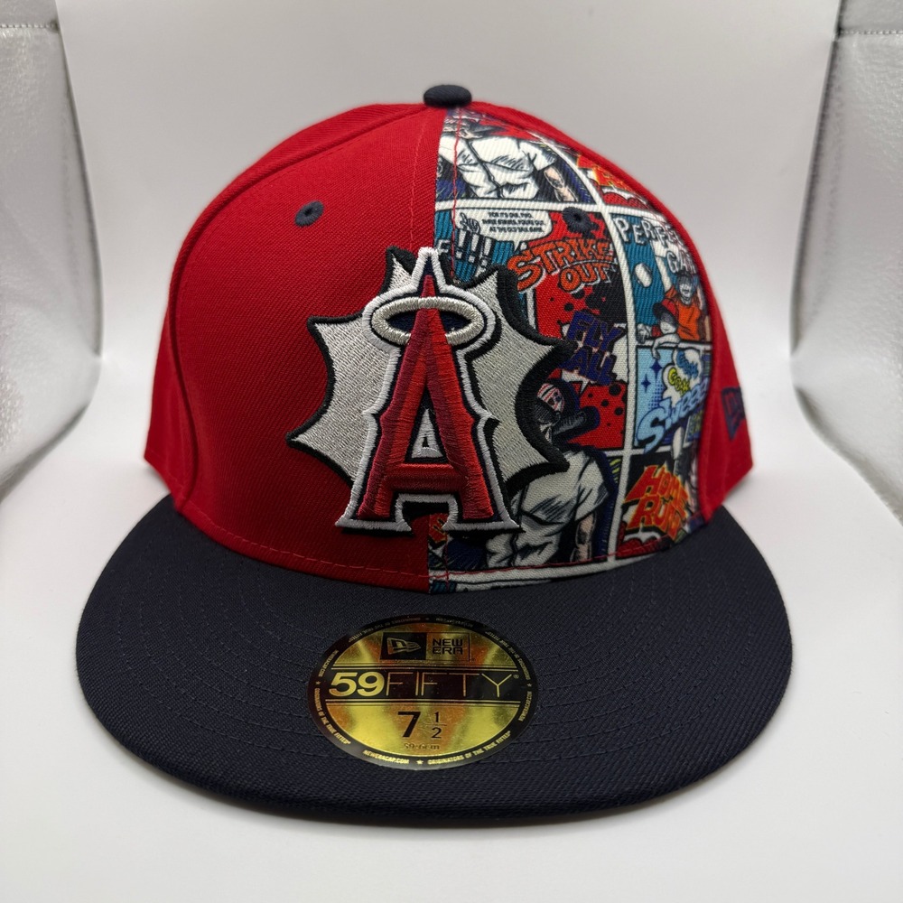 New Era 59FIFTY Los Angeles Angels Comic Book Graphic Fitted Hat 7 1/2 Red